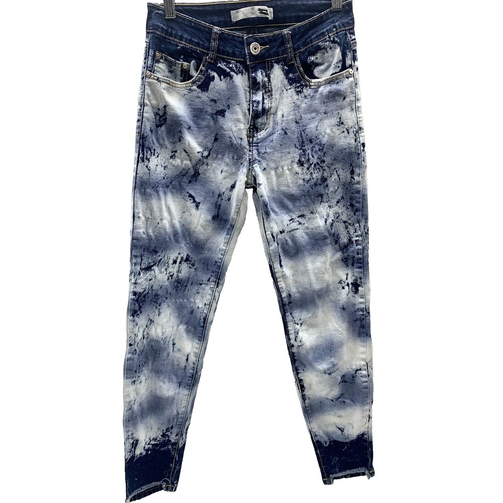 Men‎ Blue Topic Tie Dye Stretch Skinny Distressed Jeans Size 5/6